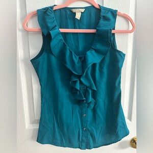 🎀 Banana Republic turquoise ruffle tank. 🎀